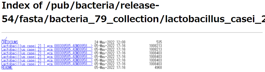 ?Lactobacillus casei 21/1のゲノム配列のダウンロードページ2