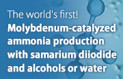 Molybdenum-catalyzed ammonia production with samarium diiodide and alcohols or water